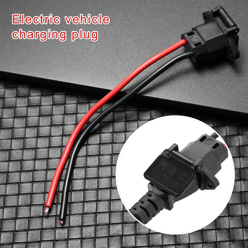 E-bike Battery Charging Socket Electric Car Connector Charging Plug Universal Three Vertical 12AWG Cable for 36V 48V Vehicle